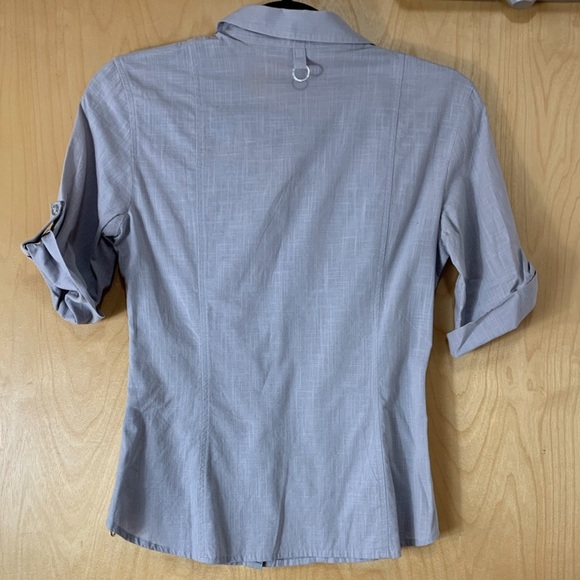 AX Armani Exchange Grey Button Front Cotton Blouse - Picture 4 of 11
